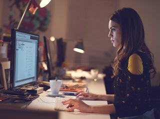 woman at home office